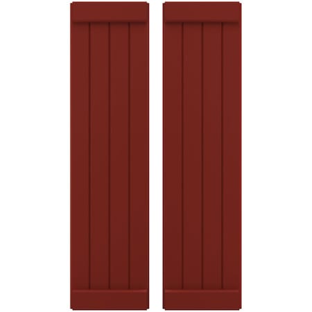 Americraft 4-Board Exterior Wood Joined Board-n-Batten Shutters W/ End Batten, ARW103BB414X58MRH